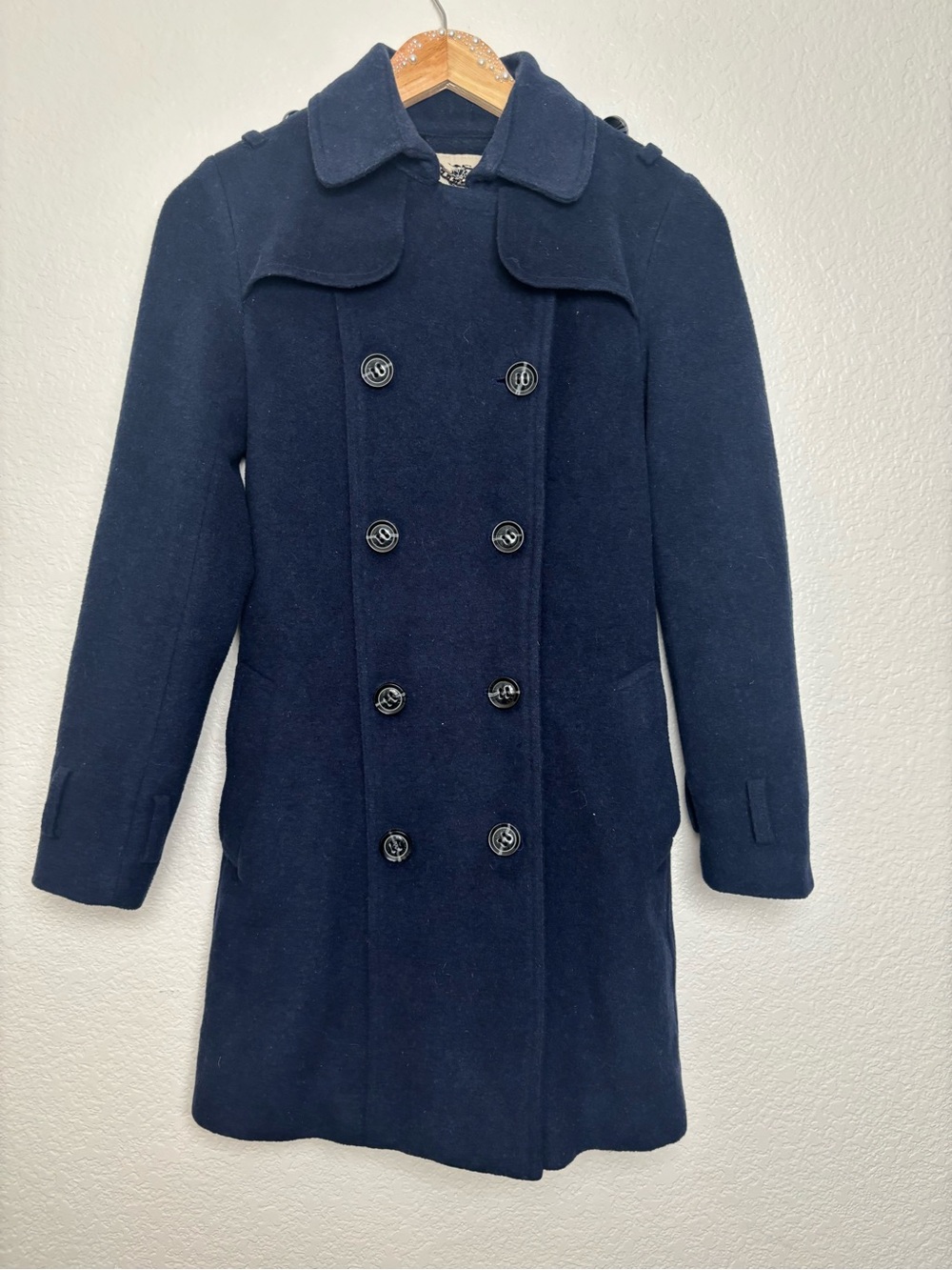 Burberry Navy Blue Peacoat Double Breasted Coat Women's 4 - Picture 5 of 11